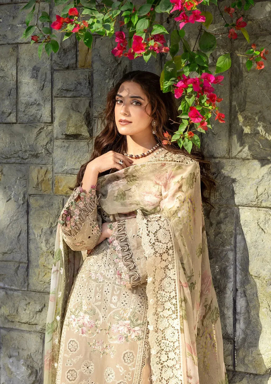 ELAF-3PC LAWN EMBROIDERED SHIRT WITH CHIFFON PRINTED EMBROIDERED DUPATTA AND TROUSER-UR-4263
