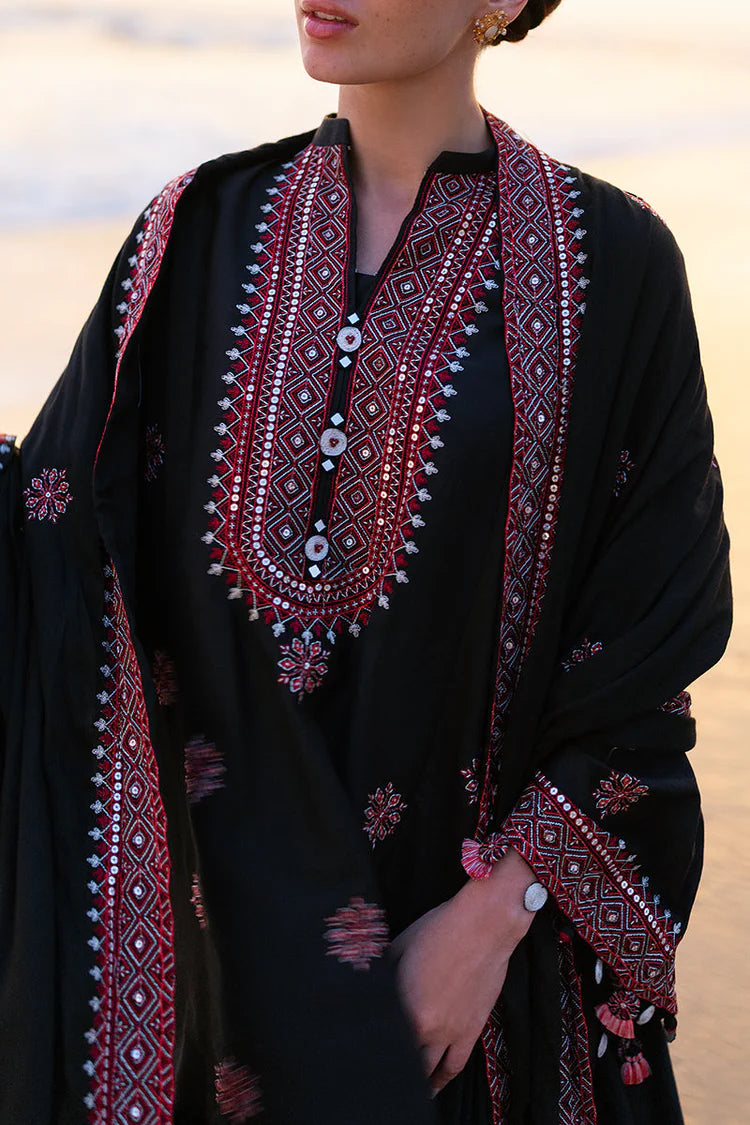 CROSS STITCH-3PC DHANAK EMBROIDERED SHIRT WITH DHANAK EMBROIDERED SHAWL AND TROUSER-UR-4150