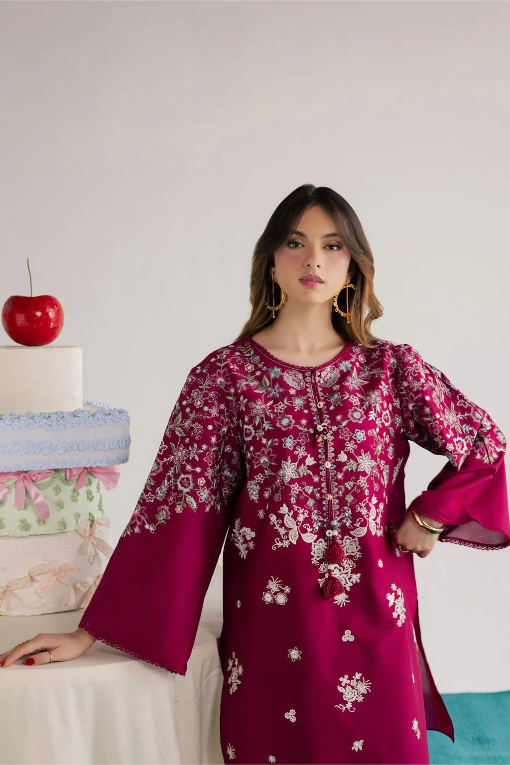BATIK-2PC LAWN EMBROIDERED SHIRT WITH LAWN EMBROIDERED SLEEVES-UR-4587
