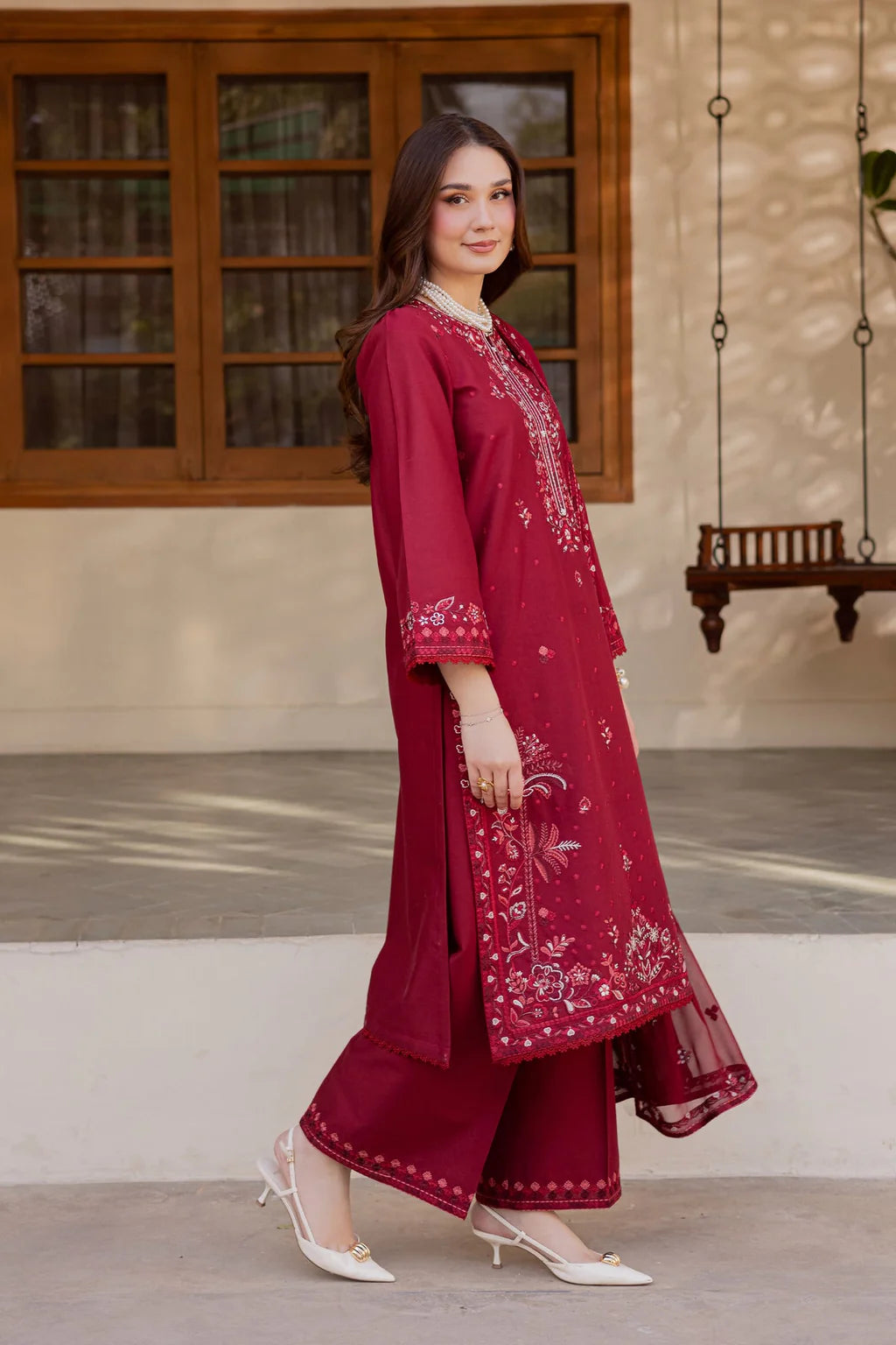 BATIK-3PC LAWN EMBROIDERED SHIRT WITH CHIFFON EMBROIDERED DUPATTA AND TROUSER-UR-4582