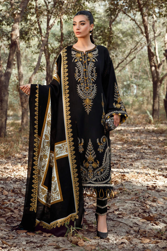MARIA B -3PC KHADAR HEAVY EMBROIDERED WITH PASHMINA PRINT SHAWL-1519