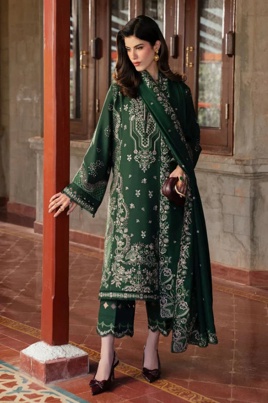 SAPPHIRE-3PC KARANDI EMBROIDERED SHIRT WITH KARANDI EMBROIDERED SHAWL AND TROUSER-UR-4489